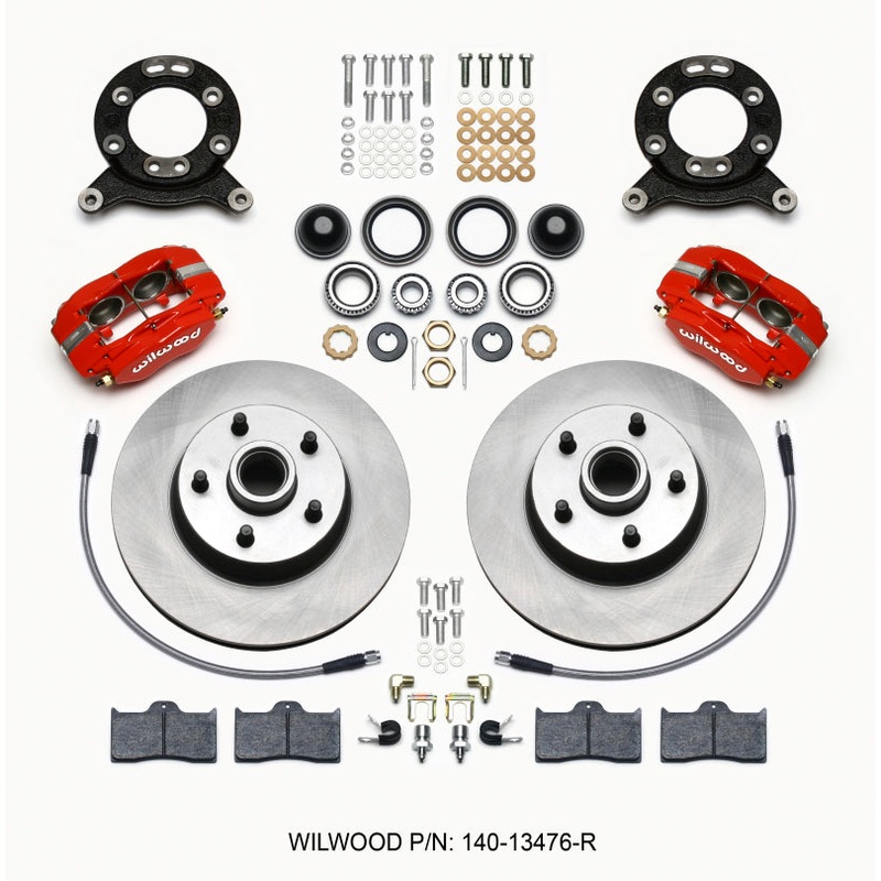 Wilwood Forged Dynalite-M Front Kit 11.30in 1 PC Rotor&Hub Red 1965-1969 Mustang Disc & Drum Spindle