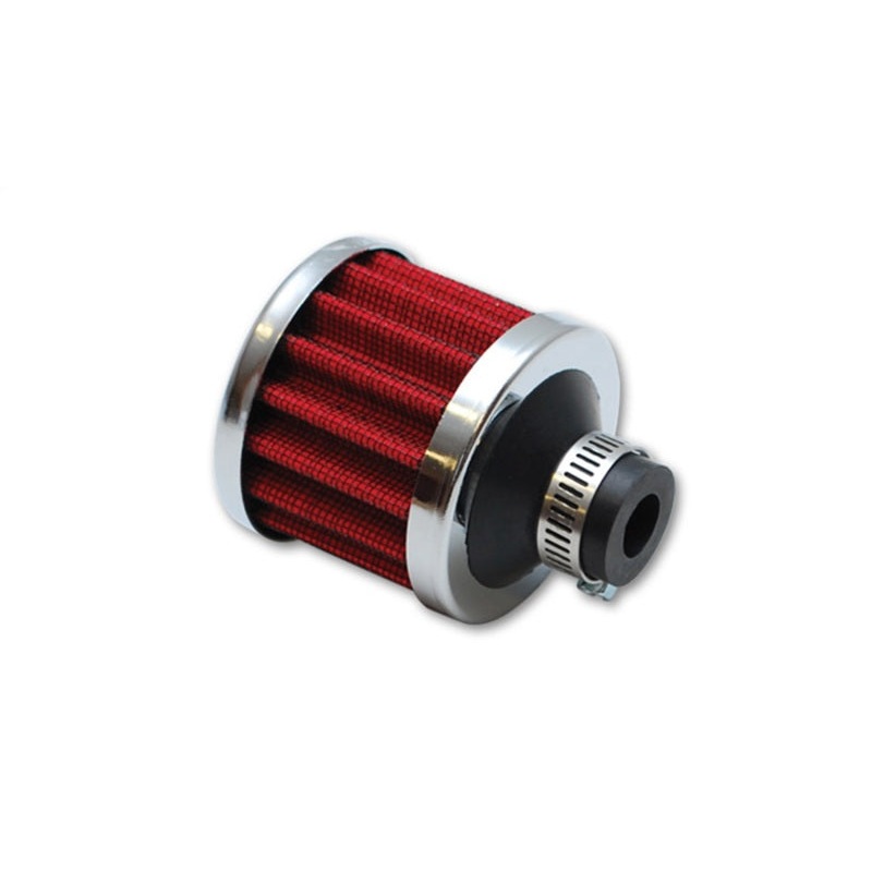 Vibrant Crankcase Breather Filter w/Chrome Cap 2 1/8in 55mm Cone ODx2 5/8in 68mm Tallx1/2in 12mm ID