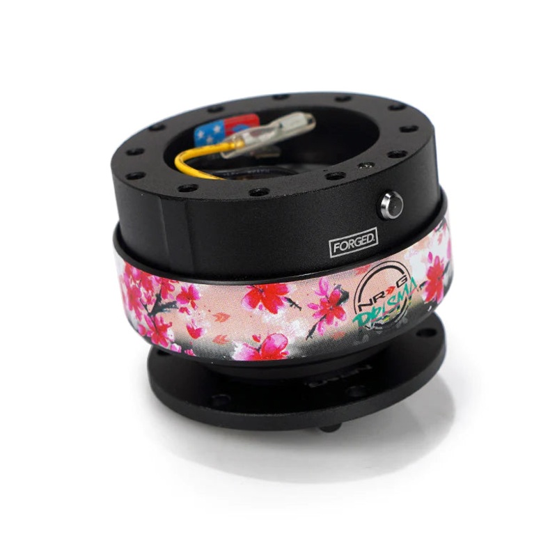 NRG Gen 2 Black Body w/ Sakura Ring Steering Wheel Quick Release Hub Kit - Universal Fitment