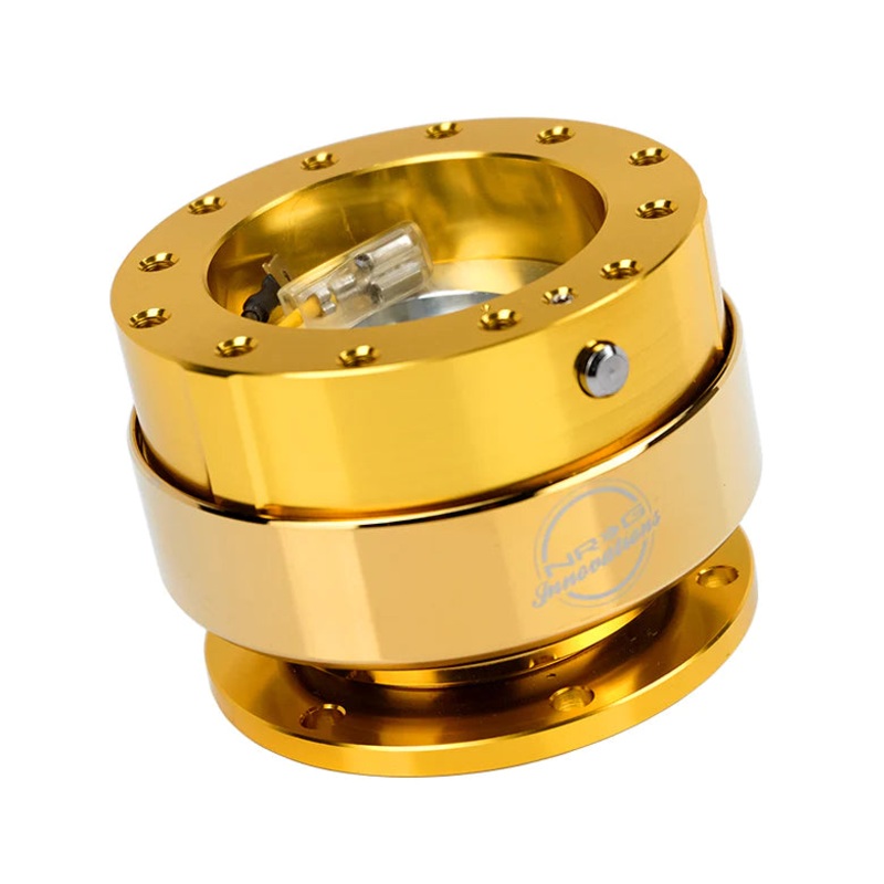 NRG Gen 2 Chrome Gold Body & Ring Steering Wheel Quick Release Hub Kit - Universal Fitment