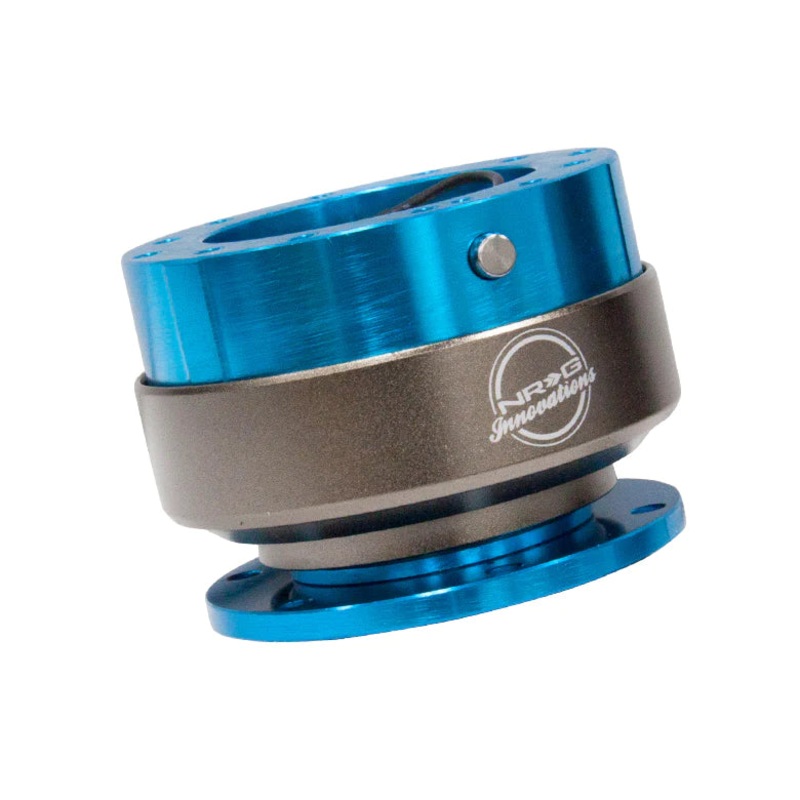 NRG Gen 2 New Blue Body w/ Titanium Ring Steering Wheel Quick Release Hub Kit - Universal Fitment