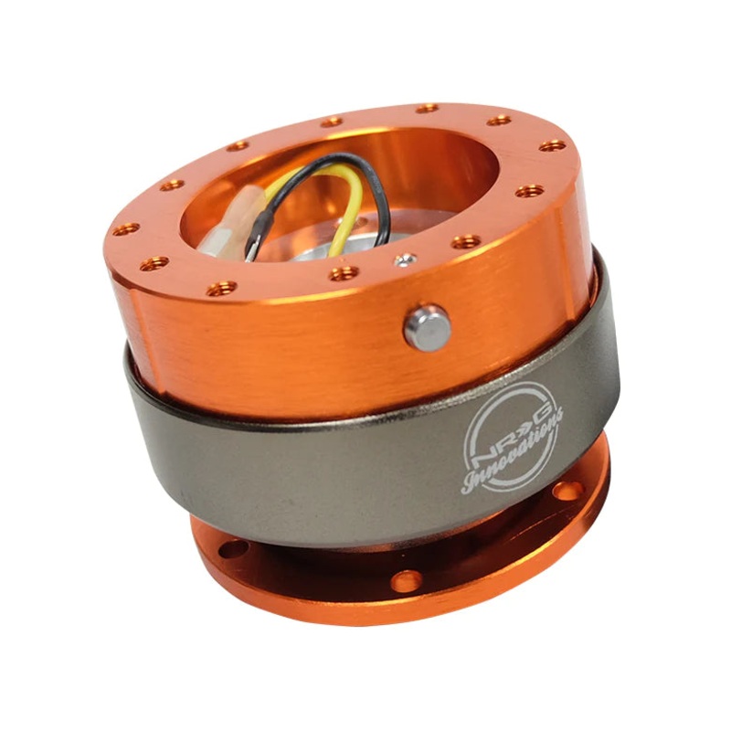 NRG Gen 2 Orange Body w/ Titanium Ring Steering Wheel Quick Release Hub Kit - Universal Fitment