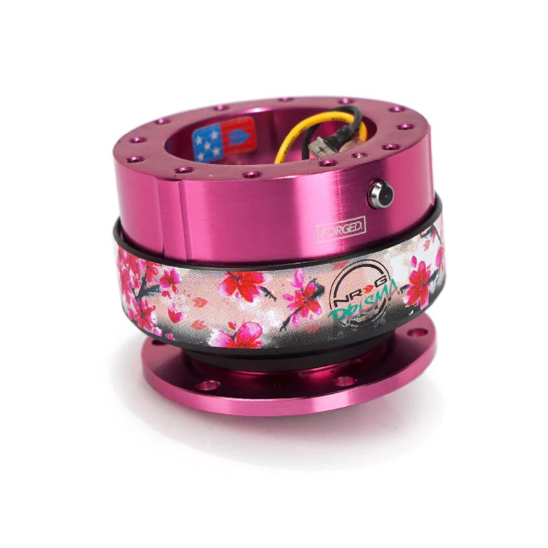 NRG Gen 2 Pink Body w/ Sakura Ring Steering Wheel Quick Release Hub Kit - Universal Fitment