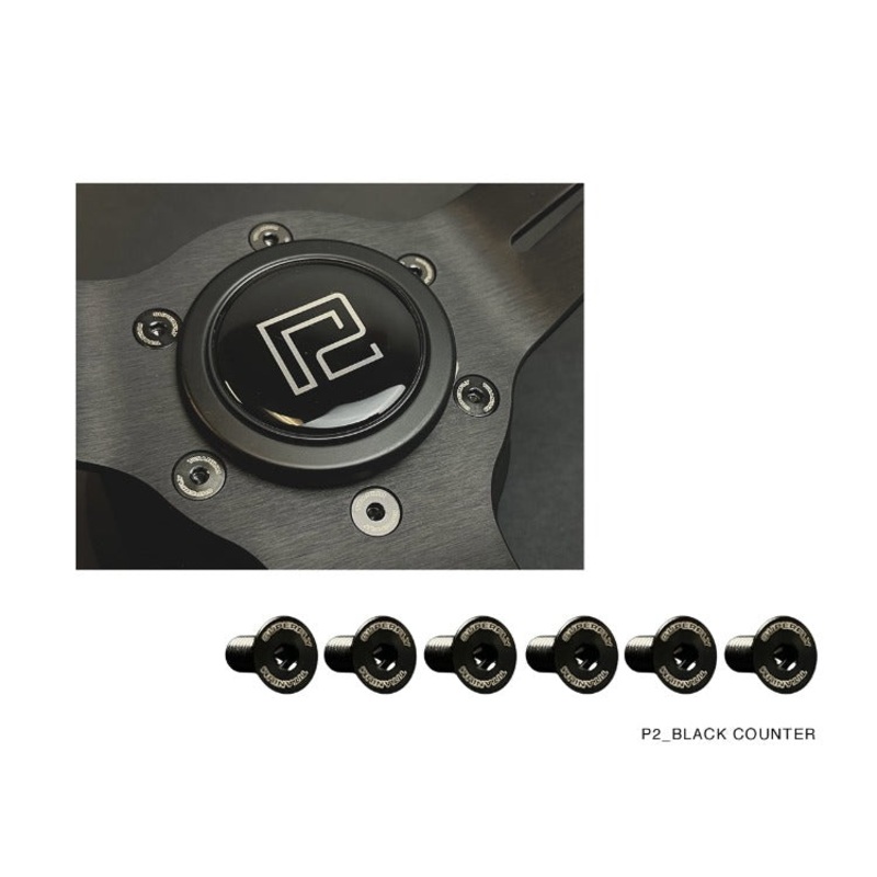 P2M SUPERFLY TITANIUM STEERING WHEEL COUNTER SUNK BOLT SET : BLACK