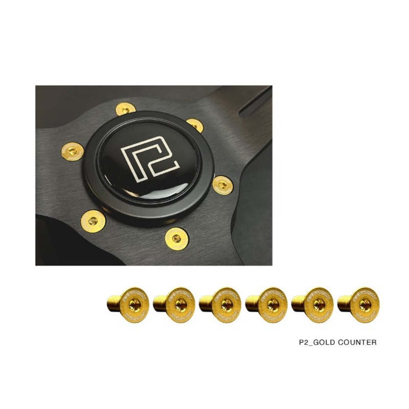 P2M SUPERFLY TITANIUM STEERING WHEEL COUNTER SUNK BOLT SET : GOLD