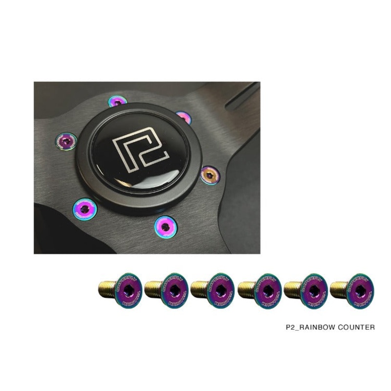 P2M SUPERFLY TITANIUM STEERING WHEEL COUNTER SUNK BOLT SET : RAINBOW