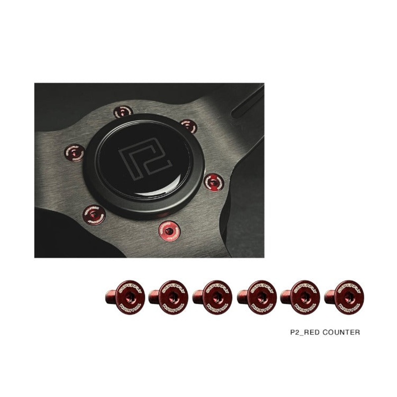 P2M SUPERFLY TITANIUM STEERING WHEEL COUNTER SUNK BOLT SET : RED
