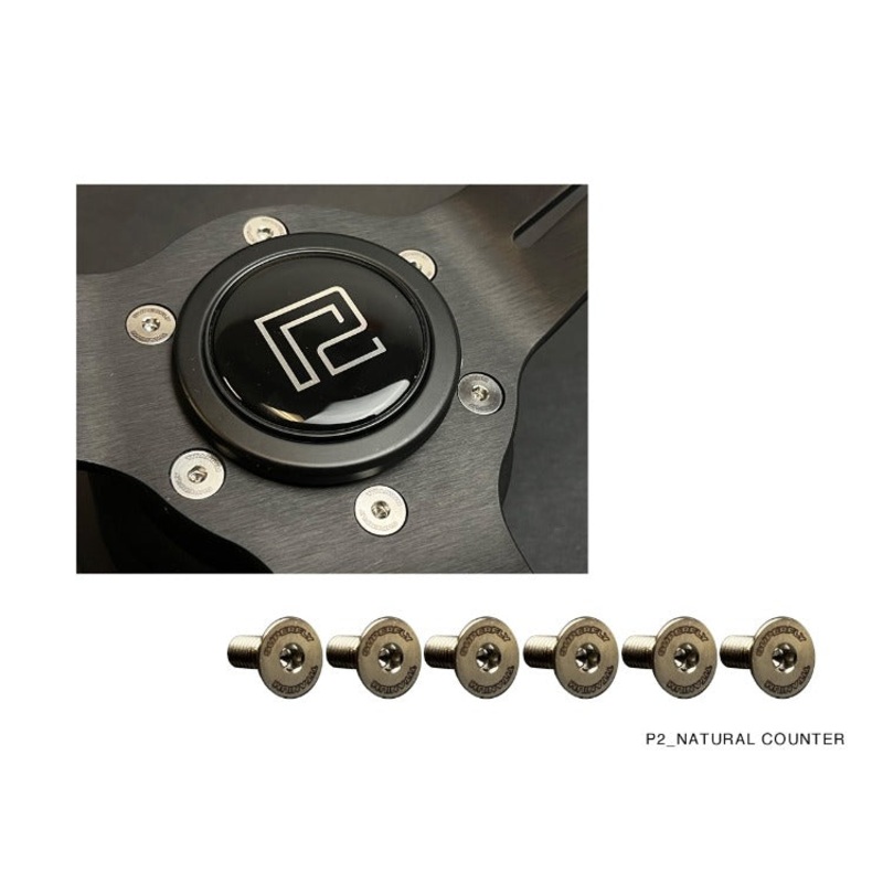 P2M SUPERFLY TITANIUM STEERING WHEEL COUNTER SUNK BOLT SET : TITANIUM (NATURAL)