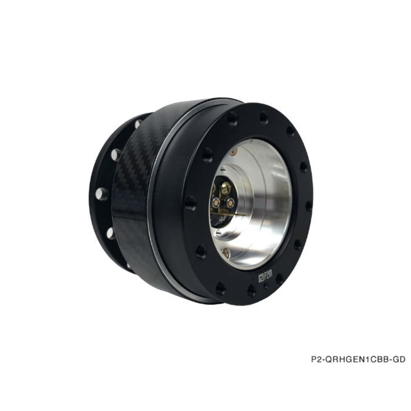 Phase 2 Motortrend (P2M) V1 Steering Wheel Quick Release Hub Kit Universal Fitment - Carbon Ring Black Base