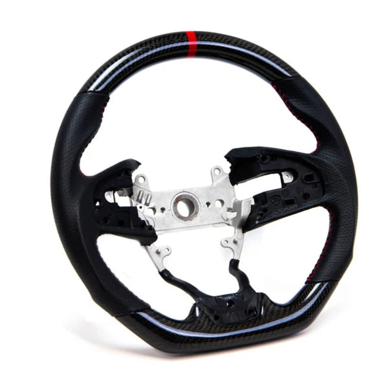 PRL Motorsports Steering Wheel - Carbon & Leather w/ Red Stitching - Honda Civic (2016-2021)