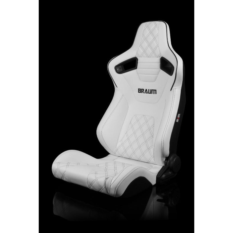 Braum Racing Elite-X Series Sport Reclinable Seats - White w/ Double Black Stitching - Pair