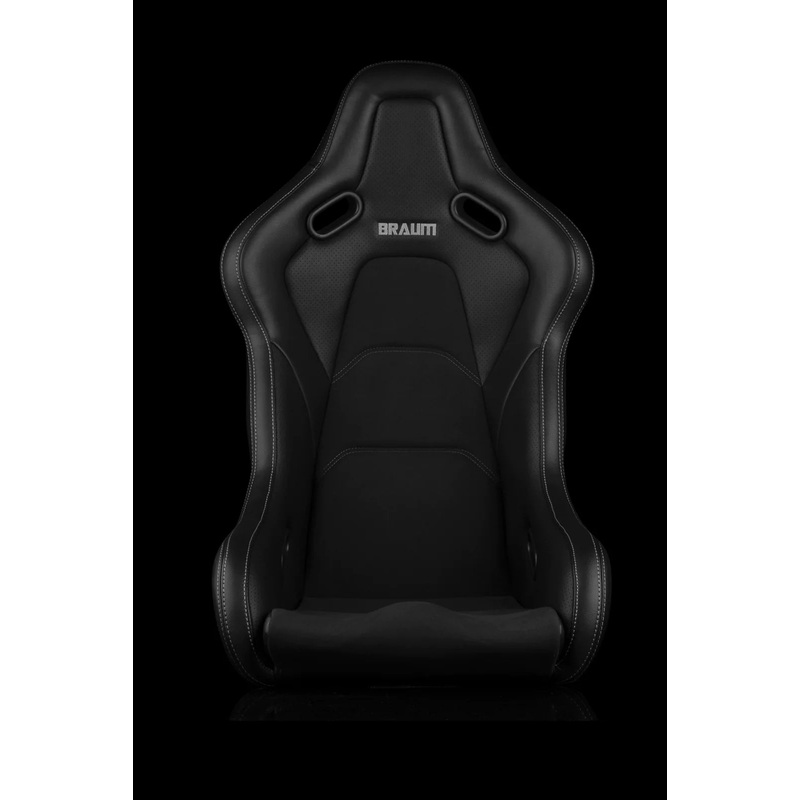 Braum Racing FALCON-S Series Fixed Back Bucket Composite Seat - Pair - Black Leatherette / White Stitching