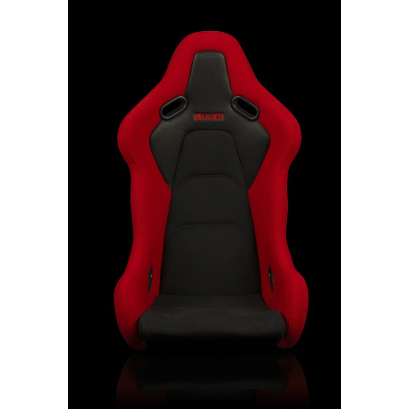 Braum Racing FALCON-S Series Fixed Back Bucket Composite Seat - Pair - Red Cloth / Alcantara Inserts