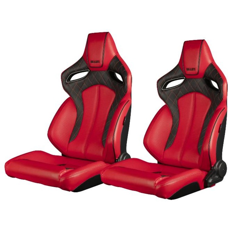Braum Racing Orue Series Recline-able Racing Seat - Red Leather - PAIR