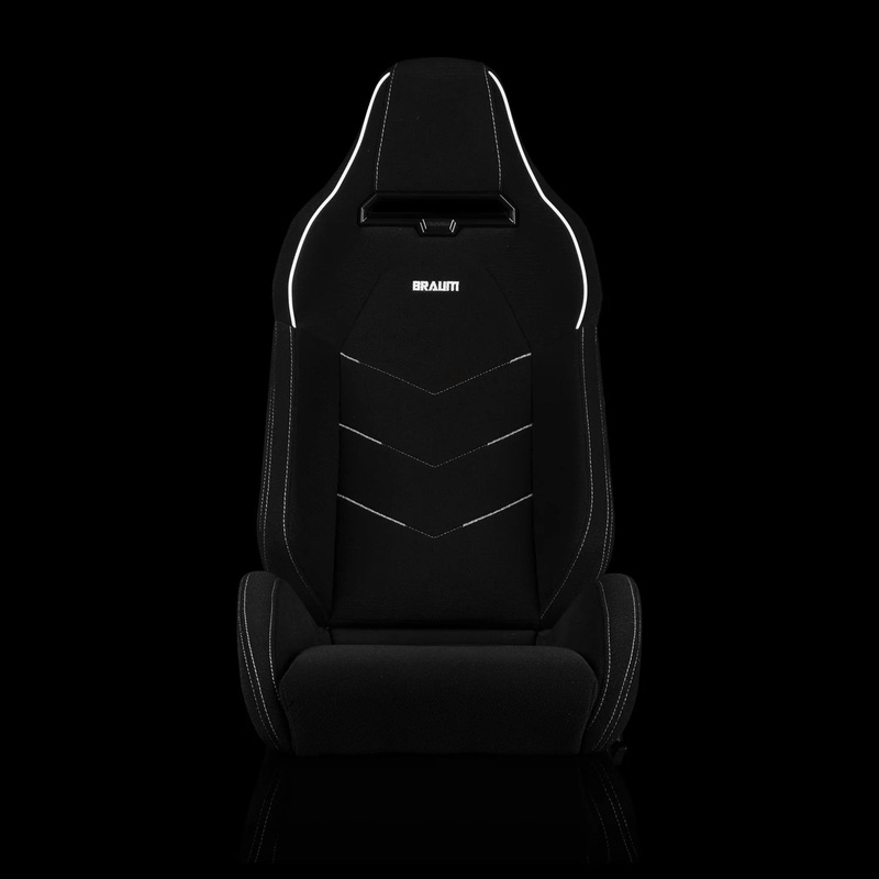 Braum Racing VIPER-X Series Sport Reclinable Seats- Pair - Black Jacquard (White Piping)