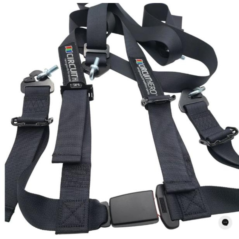 Circuit Hero 4 Point Static Racing Harness 2" Belt - Black - Universal
