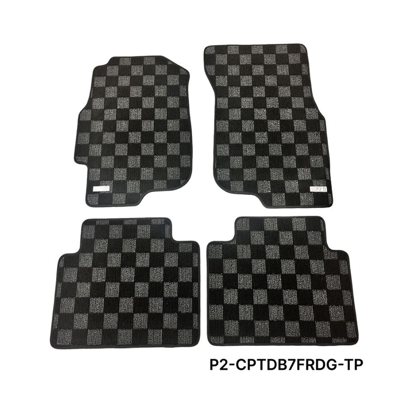 Phase 2 Motortrend (P2M) Checkered Carpet Race Floor Mats - Acura Integra Sedan DB7 DB8 (1994-2001)