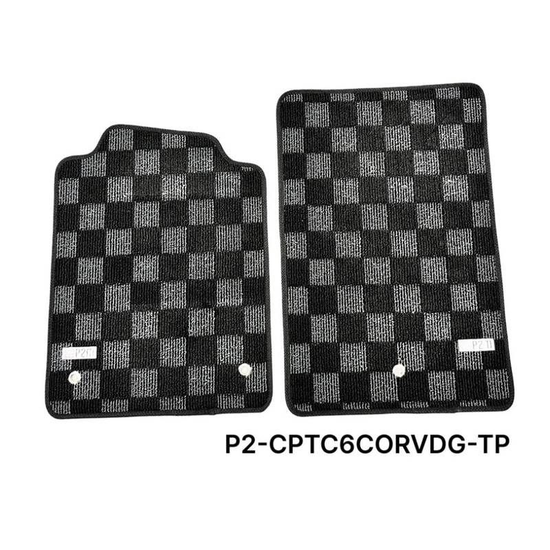 Phase 2 Motortrend (P2M) Checkered Carpet Race Floor Mats - Chevrolet C6 Corvette (2007.5-2013)