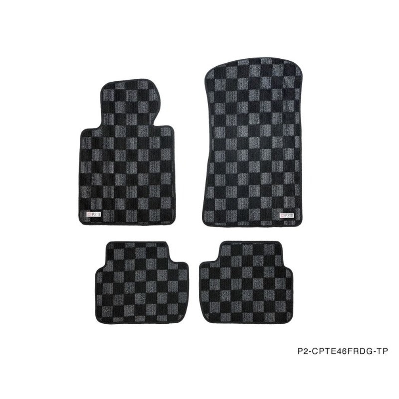 Phase 2 Motortrend (P2M) Checkered Carpet Race Floor Mats Front & Rear - BMW E46 3 Series (1999-2006)