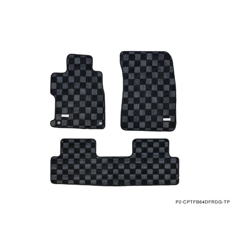 Phase 2 Motortrend (P2M) Checkered Carpet Race Floor Mats Front & Rear - Honda Civic Sedan FB6 (2012-2015)