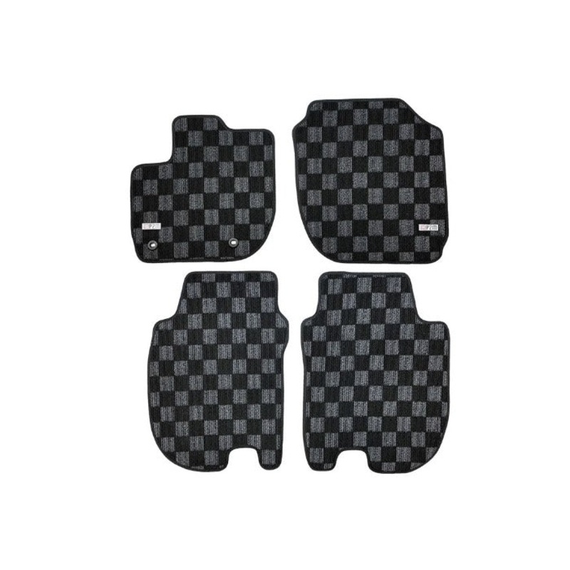 Phase 2 Motortrend (P2M) Checkered Carpet Race Floor Mats Front & Rear - Honda Fit GK/GH/GP (2015-2020)