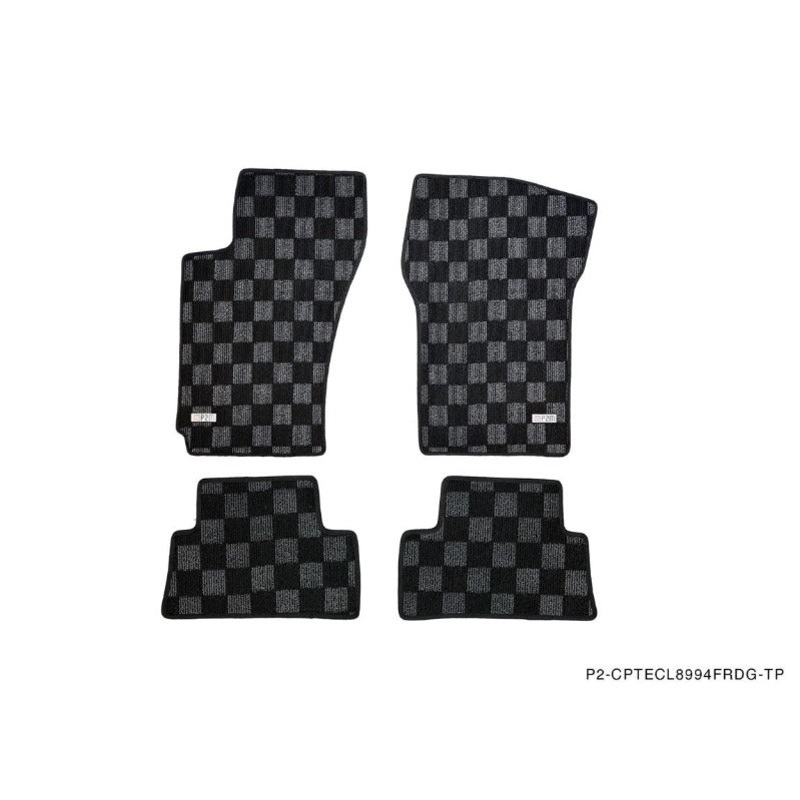 Phase 2 Motortrend (P2M) Checkered Carpet Race Floor Mats Front & Rear - Mitsubishi Eclipse (D21/22/27) (1989-1994)