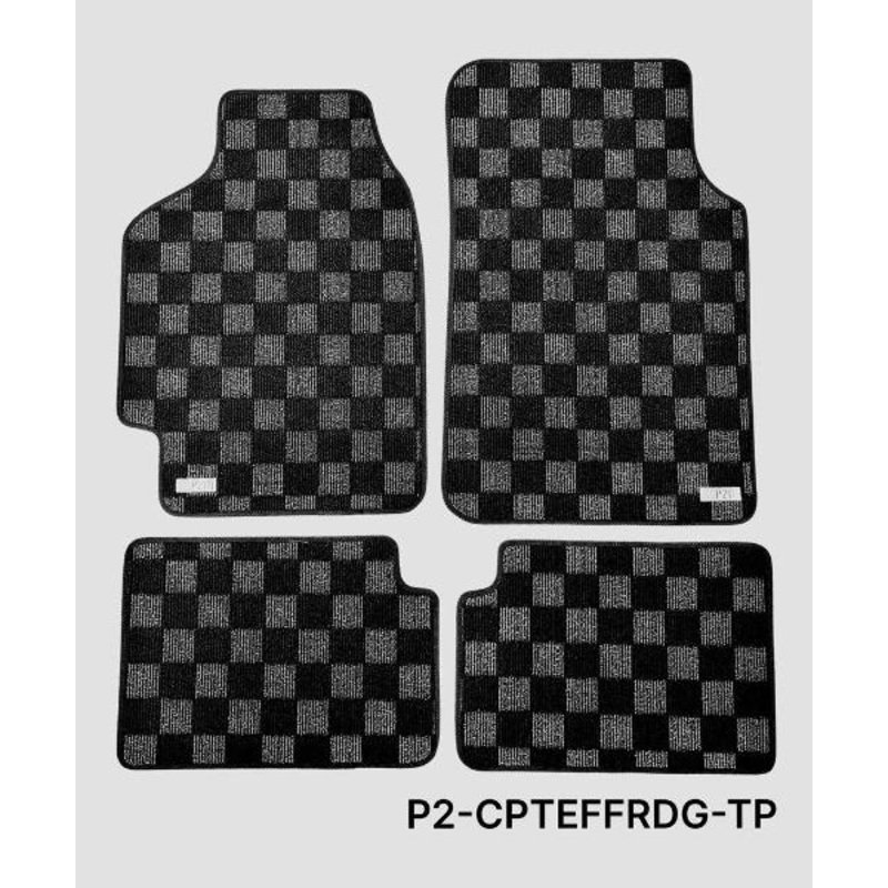 Phase 2 Motortrend (P2M) Checkered Carpet Race Floor Mats - Honda Civic SH3 EF Hatch Sedan Wagon (1988-1991)