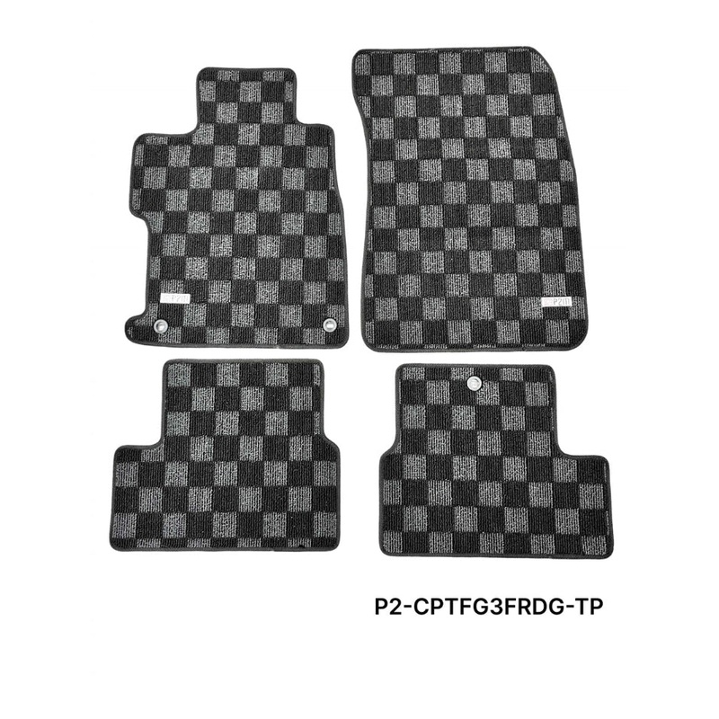 Phase 2 Motortrend (P2M) Checkered Carpet Race Floor Mats - Honda Civic & Si FG3 FG4 (2012-2015)