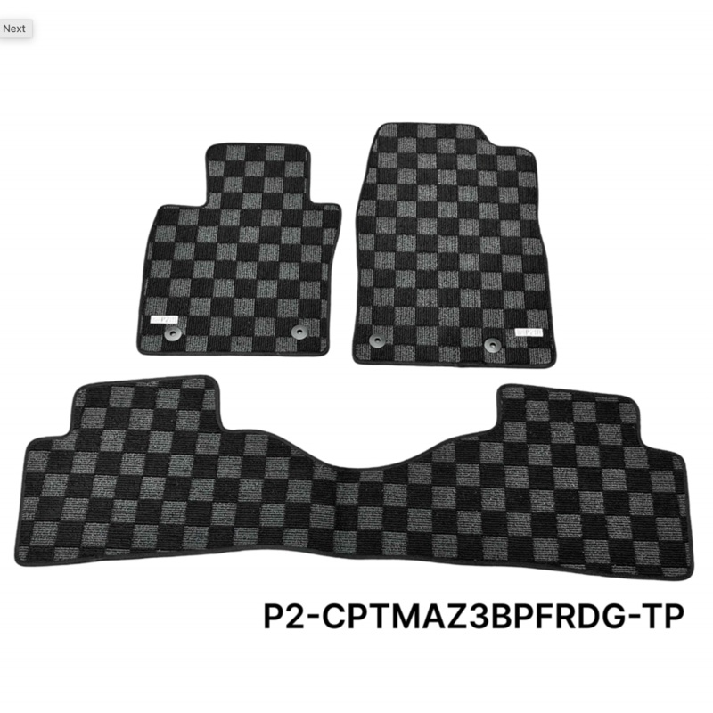 Phase 2 Motortrend (P2M) Checkered Carpet Race Floor Mats - Mazda 3 BP (2019-2024)