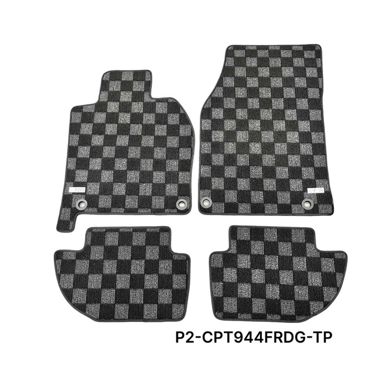 Phase 2 Motortrend (P2M) Checkered Carpet Race Floor Mats - Porsche 924 944 968 Coupe