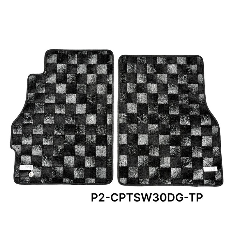 Phase 2 Motortrend (P2M) Checkered Flag Carpet Floor Mats Front - Toyota MR2 Spyder MRS SW30 (2000-2005)