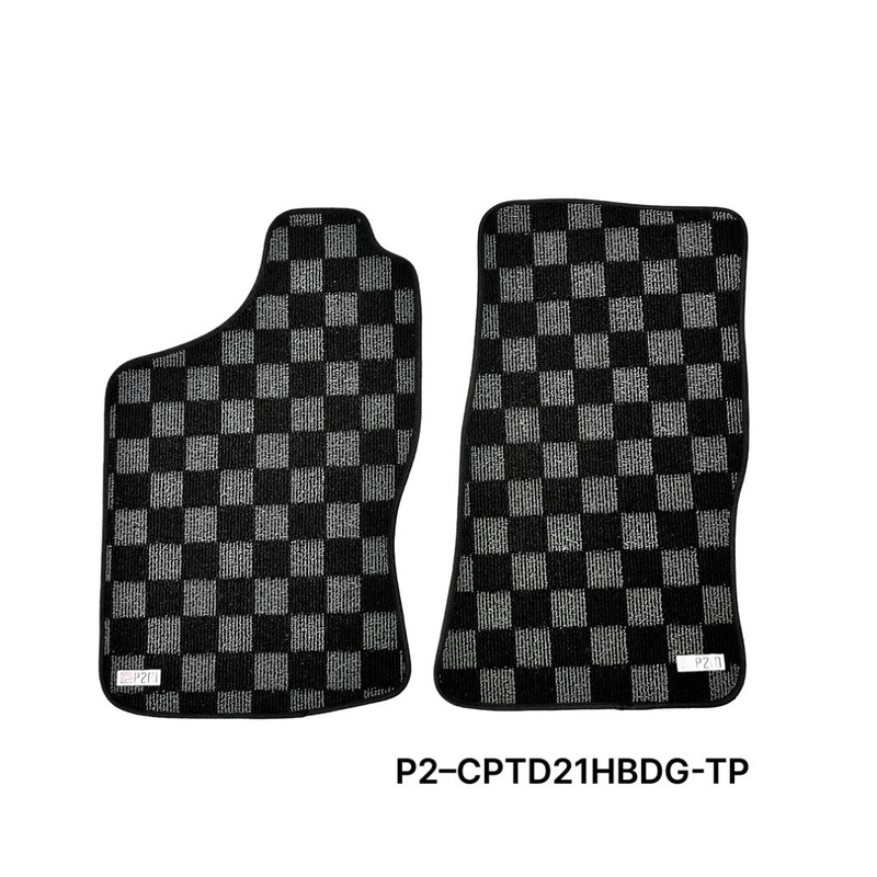 Phase 2 Motortrend (P2M) Checkered Flag Carpet Floor Mats - Nissan D21 Hardbody Pickup (1989-1994)
