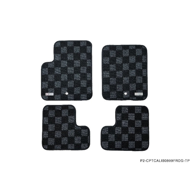 Phase 2 Motortrend (P2M) Checkered Flag Race Carpet Floor Mats Front & Rear - Dodge Caliber SRT4 (2008-2009)
