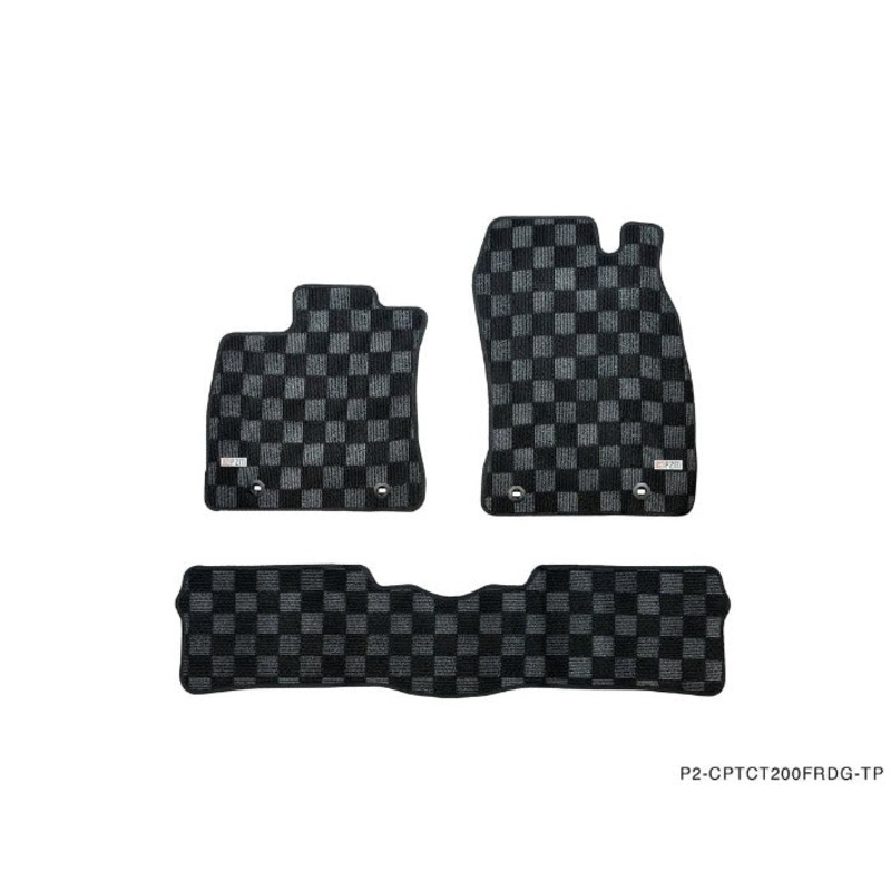 Phase 2 Motortrend (P2M) Checkered Flag Race Carpet Floor Mats Front & Rear - Lexus CT200H (2010-2017)