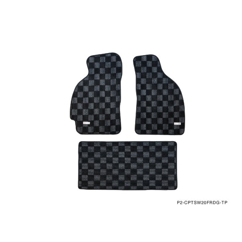 Phase 2 Motortrend (P2M) Checkered Flag Race Carpet Floor Mats Front & Trunk - Toyota MR-2 SW20 (1990-1995)