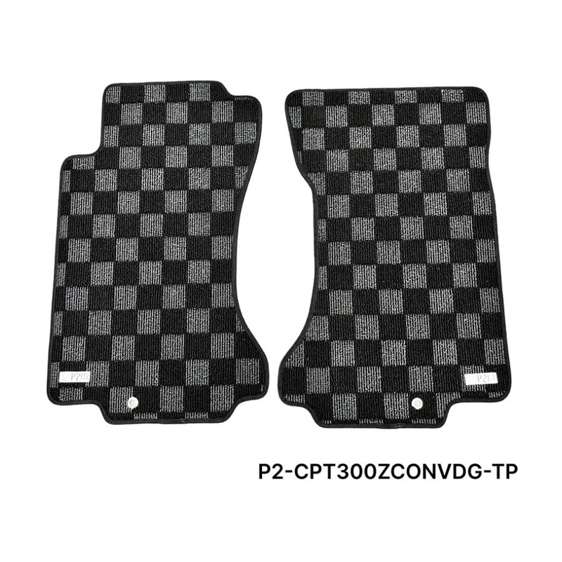 Phase 2 Motortrend (P2M) Checkered Race Carpet Floor Mats Set - Nissan Z32 300zx Convertible (1993-1996)