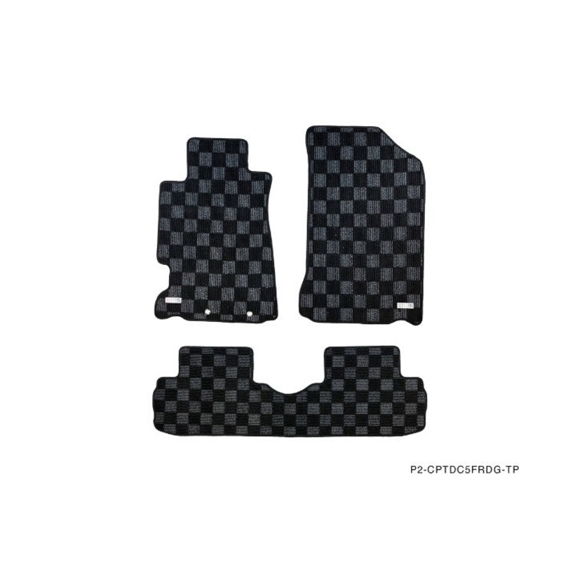 Phase 2 Motortrend (P2M) Front & Rear Checkered Carpet Floor Mats - Acura RSX DC5 (2001-2006)
