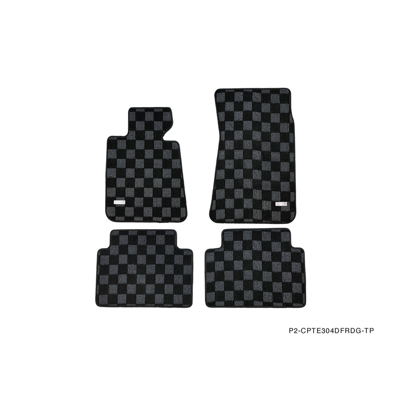 Phase 2 Motortrend (P2M) Front & Rear Checkered Carpet Floor Mats - E30 3 Series 2/4 Door Models