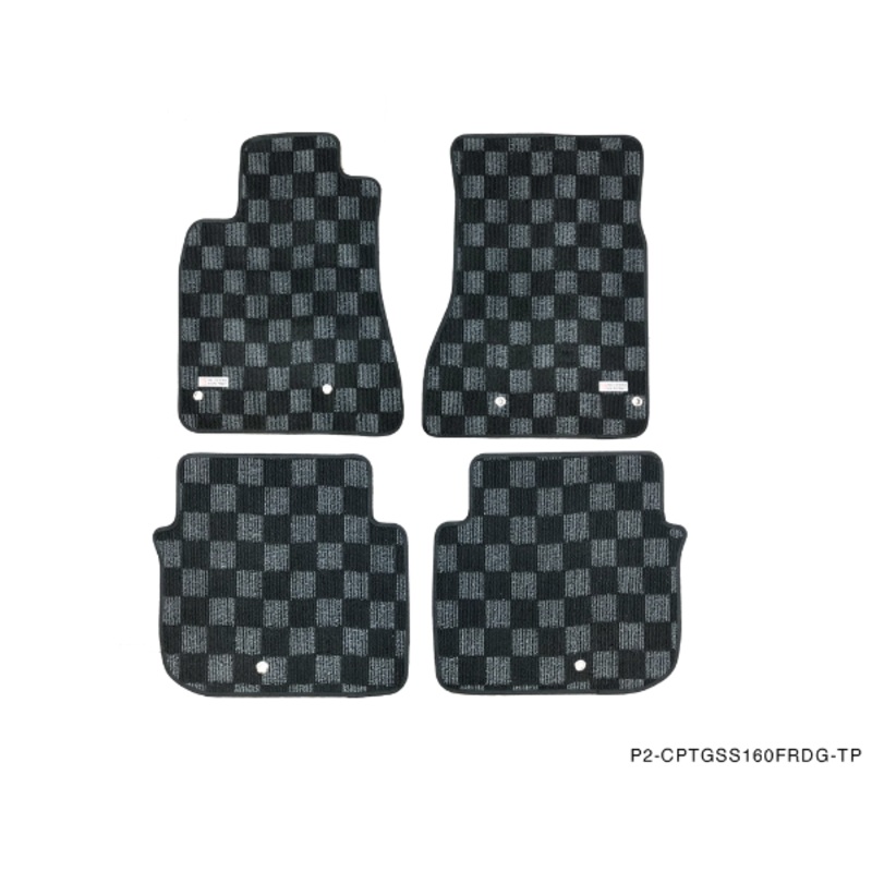 Phase 2 Motortrend (P2M) Front & Rear Checkered Carpet Floor Mats - Lexus GS300 GS400 (2000-2004)