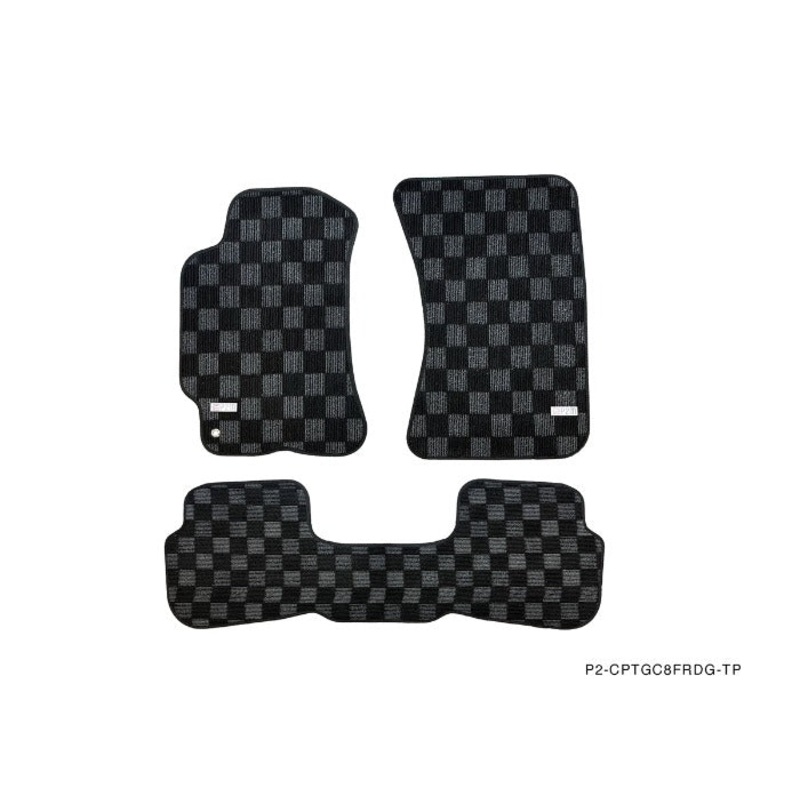 Phase 2 Motortrend (P2M) Front & Rear Checkered Carpet Floor Mats - Subaru Impreza WRX GC8 (1992-1999)