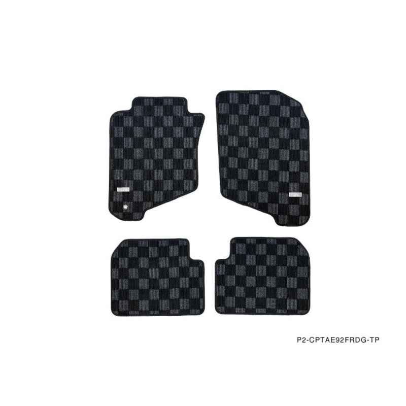Phase 2 Motortrend (P2M) Front & Rear Checkered Carpet Floor Mats - Toyota Corolla AE92 Corolla GTS Coupe (1988-1992)