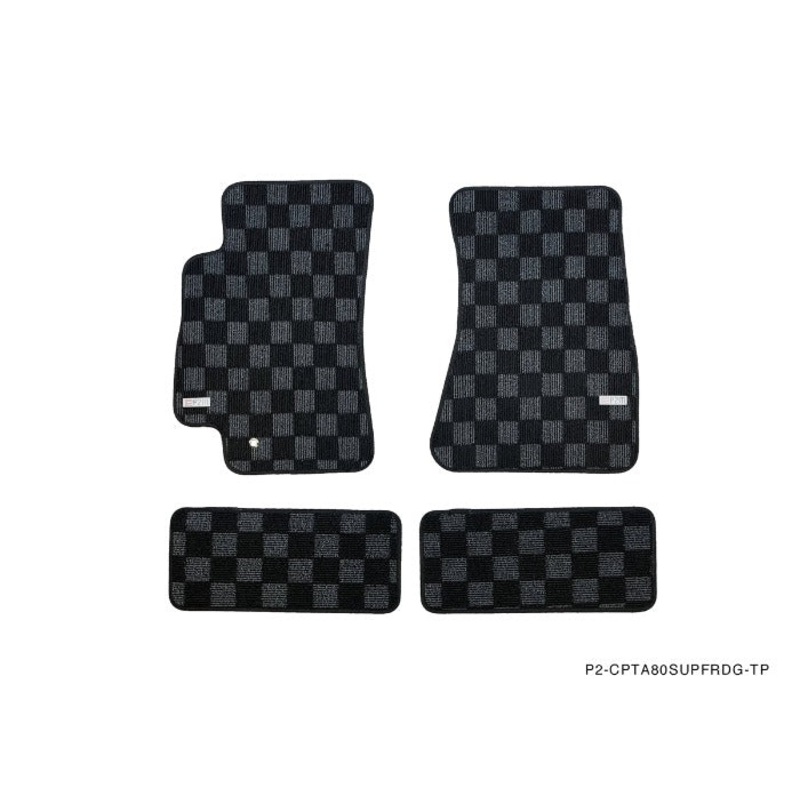Phase 2 Motortrend (P2M) Front & Rear Checkered Carpet Floor Mats - Toyota Supra MKIV (1993-1998)