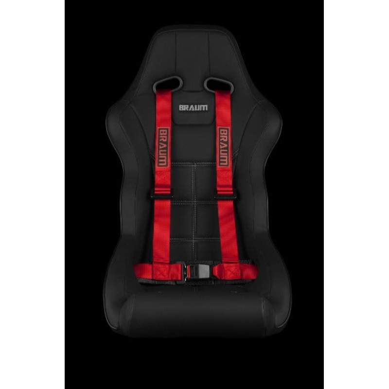 BRAUM Racing 4 Point 2" Strap Racing Single Harness - Red