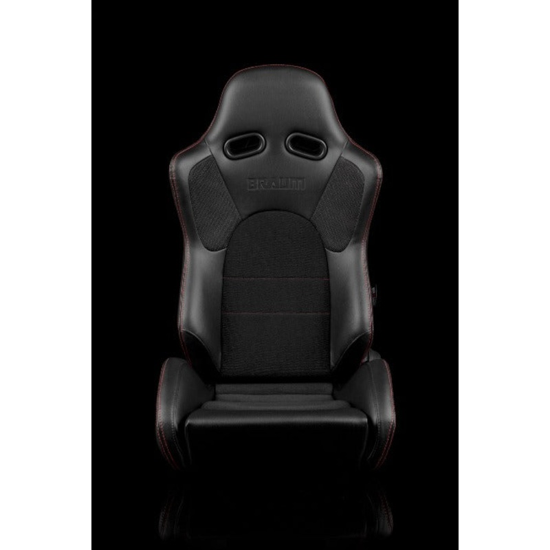 BRAUM RACING ADVAN SERIES SPORT RECLINABLE SEATS (LEATHER & RED STITCHING)  PAIR