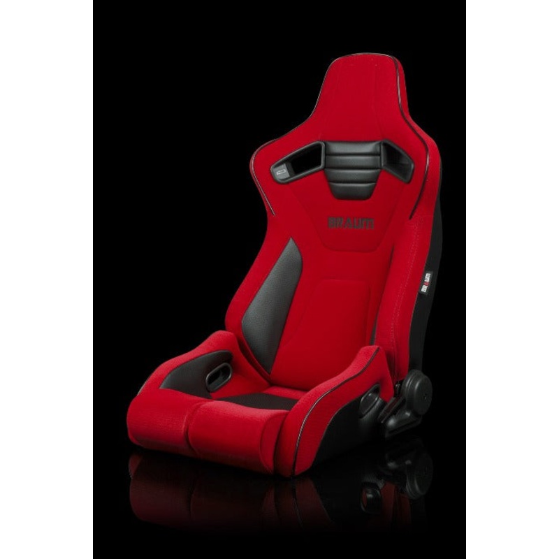 BRAUM RACING ELITE-R SERIES SPORT RECLINABLE SEATS ( RED CLOTH | BLACK PIPING)  PAIR