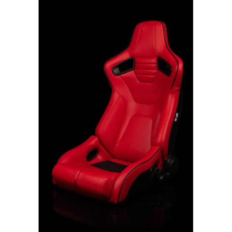 BRAUM RACING ELITE-R SERIES SPORT RECLINABLE SEATS ( RED LEATHERETTE | BLACK PIPING )  PAIR