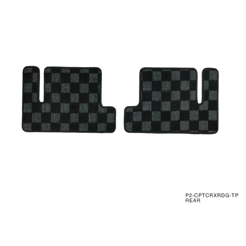 Phase 2 Motortrend (P2M) Checkered Flag Rear Carpet Floor Mats - Honda Civic CRX 1988-1991