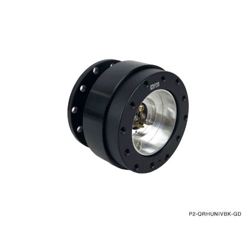 Phase 2 Motortrend (P2M) Full Matte Black Aluminum Steering Wheel Quick Release Kit - Universal