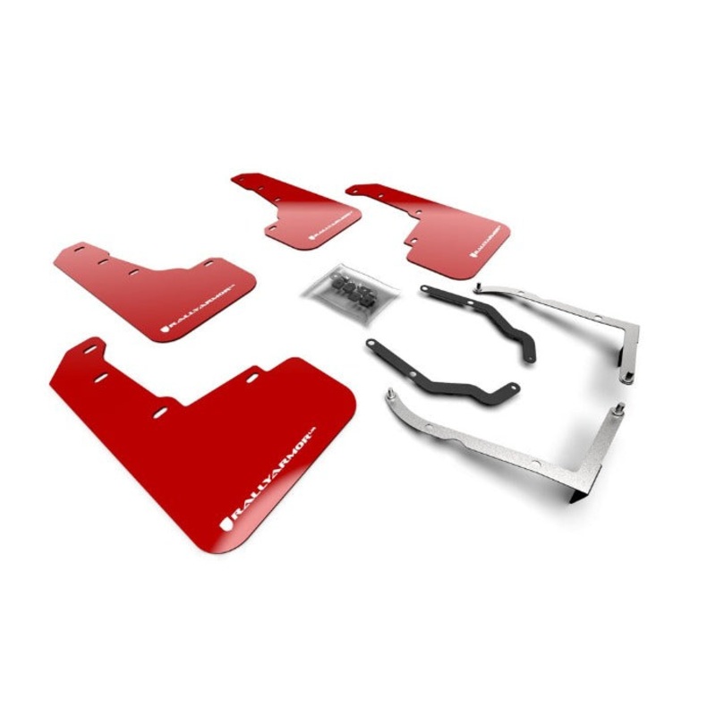 Rally Armor Red w/ White Logo Mud Flaps for Subaru XV Crosstrek & Lifted Models (2018-2021)