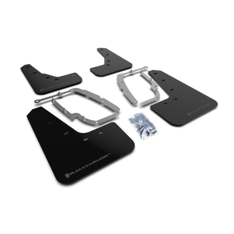 Rally Armor UR Black w/ Dark Grey Logo Mud Flaps Set - Tesla Model 3 (2017-2023)